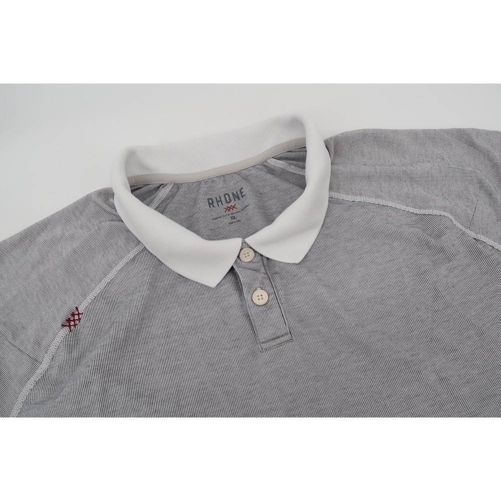 Rhone Delta Pique Polo Shirt Mens XL Gray White Performance Short Sleeve DPP-181